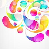 Abstract colorful paisley arc-drop pattern on a white background. Transparent colorful drops and circles design card.  Vector illustration.