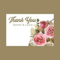 thank you card template watercolor flower vector