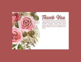 thank you card template watercolor flower vector