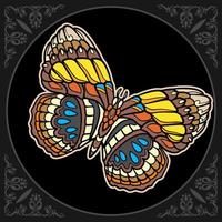 Colorful butterfly mandala arts isolated on black background vector