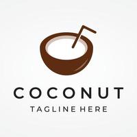 Natural fresh young coconut creative Logo design. Logo for coconut beverage products.Companies and Business. vector