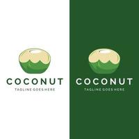 diseño de logotipo creativo de coco natural fresco y joven. logotipo para productos de bebidas de coco. empresas y negocios. vector