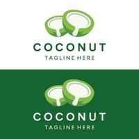 diseño de logotipo creativo de coco natural fresco y joven. logotipo para productos de bebidas de coco. empresas y negocios. vector