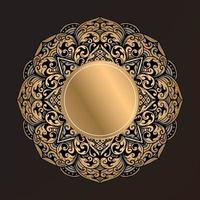 luxury ornamental mandala design background in gold color vector