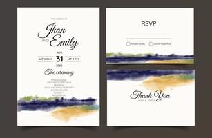 wedding invitation with mountain view watercolor background vector