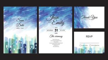wedding invitation cards with Metropolis City watercolor vector