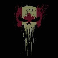 Skull head Canada flag with grunge texture - vector t shirt design