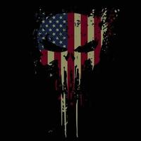 Skull head usa flag with grunge texture - vector t shirt design