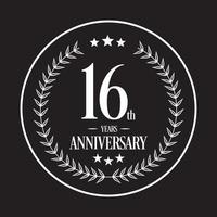 Luxury 16 years anniversary vector icon, logo. Graphic design element