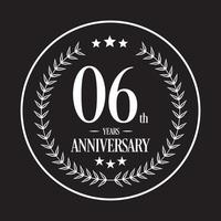 icono de vector de aniversario de 6 años de lujo, logotipo. elemento de diseño gráfico