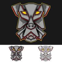 mecha head dog mascot logo vector