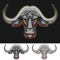 mecha head buffalo mascot logo vector