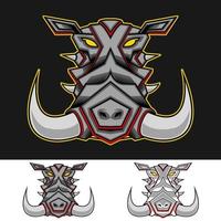 mecha head boar mascot logo vector