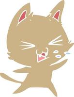 flat color style cartoon cat hissing vector