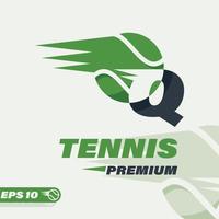 logotipo de la letra q del alfabeto de la pelota de tenis vector