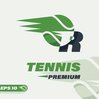 logotipo de la letra r de la pelota de tenis vector