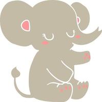 elefante de dibujos animados de estilo de color plano vector