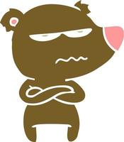 annoyed bear flat color style cartoon vector