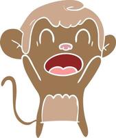 shouting flat color style cartoon monkey vector