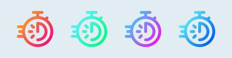 Stopwatch line icon in gradient colors. Speed timer signs vector illustration.