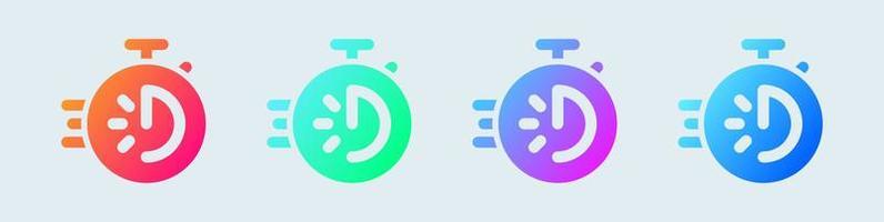 Stopwatch solid icon in gradient colors. Speed timer signs vector illustration.