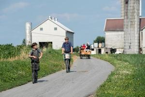 LANCASTER, USA - JUNE 25 2016 - Amish people in Pennsylvania photo