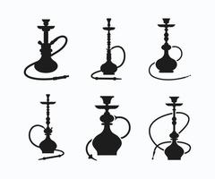 conjunto de ilustraciones y etiquetas de diferentes plantillas de logotipo de shisha y hookah vector