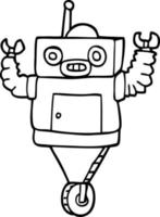 robot de dibujos animados de dibujo lineal vector