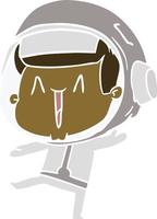 dancing flat color style cartoon astronaut vector