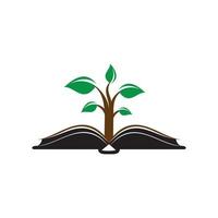 Plant With Book Education Logo Template. vector