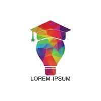 Light bulb and Artificial intelligent technology with graduation cap logo design. IT Expert Logo Sign Symbol Icon. vector