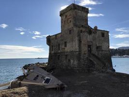 Boats destroyed by storm hurrican in Rapallo, Italy photo