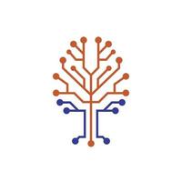 Digital colorful pattern Tree vector logo design. Technology logo template design vector.