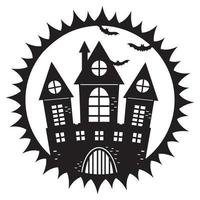 Gloomy Castle for Halloween, Color isolated Vector illustration of kawaii cartoon.