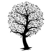 árbol con letras, ilustración vectorial de color, aislado en fondo blanco vector