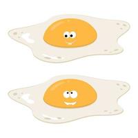 Cute character fried eggs. Color isolated Vector illustration of kawaii cartoon.