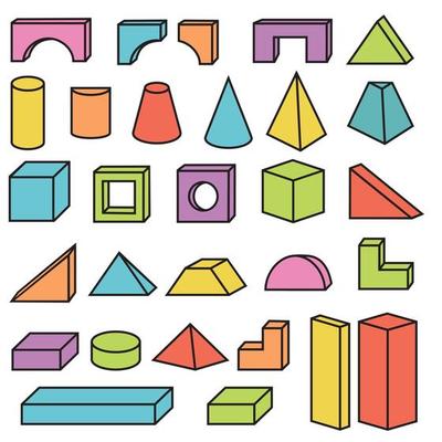 Multi-colored insulated wooden blocks for the construction of a children's tower, castle, house. Vector illustration.