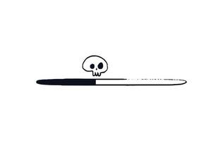 Oval loading bar and human skull. A hand-drawn progress bar with a skull loading status. Black on white doodle web page download stripe. Halloween concept isolated vector illustration.