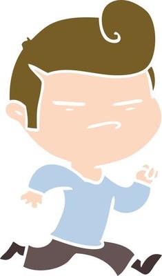flat color style cartoon cool guy with fashion hair cut