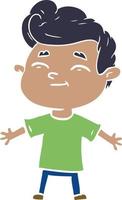 happy flat color style cartoon man vector