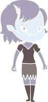 flat color style cartoon friendly vampire girl vector