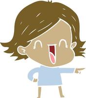 flat color style cartoon laughing woman vector