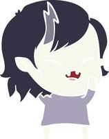 flat color style cartoon laughing vampire girl vector