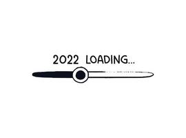 Doodle 2022 loading bar with round slider isolated. Oval Hand-drawn progress bar. Black on white Vector illustration of download status with caption on white background.