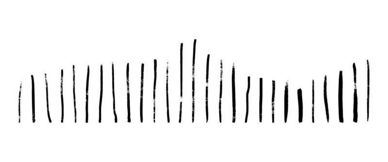 Hand-drawn vertical grunge lines. A set of brushes drawn with grunge thin lines. Vector illustration of smear or highlighting underlines isolated on white background.
