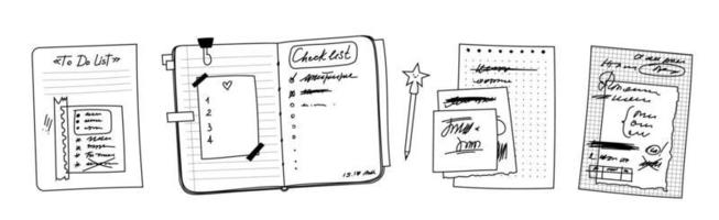 Libreta de cheklist con espiral. Estilo de boceto de tallarines