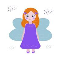 a fabulous little sweet kind fairy girl with wings for children's banners posters postcards vector