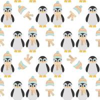 penguins in a cap and scarf and without it vector