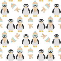 penguins in a cap and scarf and without it vector