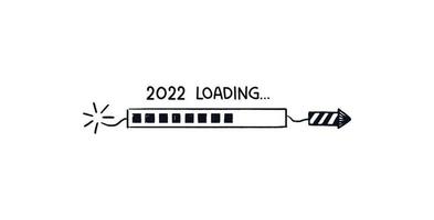 Firecracker loading bar. Doodle download bar filled with square indicators. 2022 progress is coming soon. Vector Hand-drawn sketch with quote from above isolated on white background.